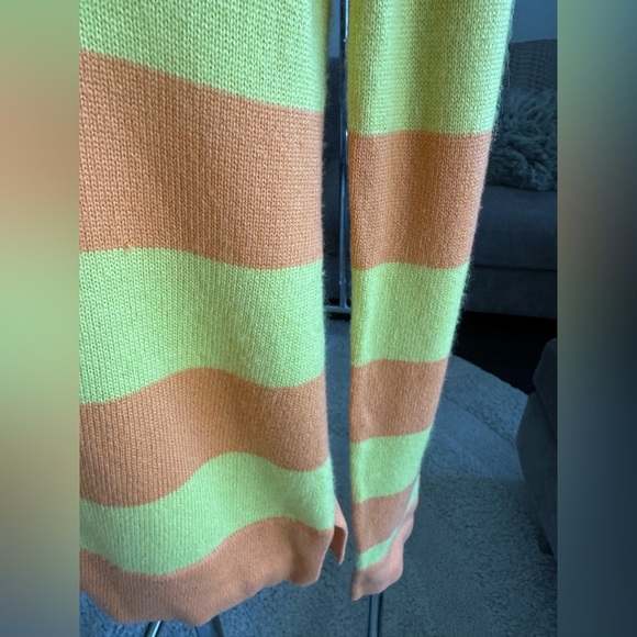 Theory Cashmere Silk Striped Orange Yellow Knit Polo Long Sleeve Shirt Small - Picture 9 of 12